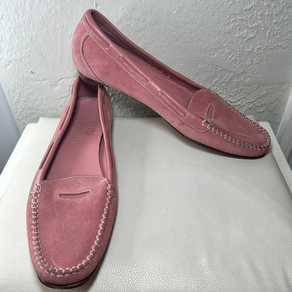 Cole Haan Pink Suede Leather Driving Moccasins Loafers Women's Size 8 AA